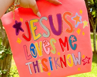 Jesus Loves Me PNG, Religious PNG, Preppy Png, Hand Lettered PNG, Doodle Png, Smiley Png, Millennial Png, Coquette Png,
