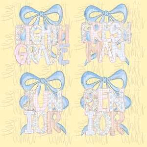 Grand Millennial Back To School PNG, Coquette School PNG, Millennial PNG, School Grades, Personalized, Digital Class Png image 3