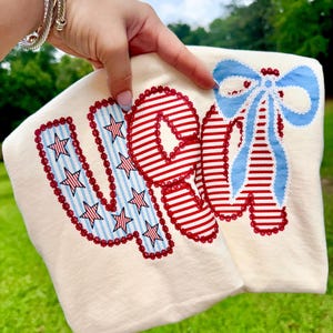 USA Seersucker Coquette Bow , Patriotic Coquette Png, American Png, USA png, Coquette Png, Preppy Patriotic, Red White Blue Png, Dtf digital