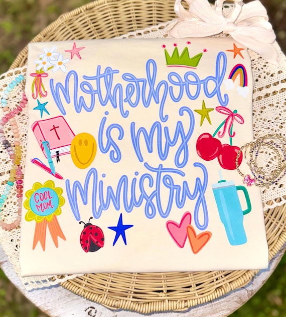 Motherhood Is My Ministry PNG, Mama PNG, Mom Life PNG, Spring Png, Whimsy Png, Girly Png, Dainty Png, Stars Png, Preppy Png