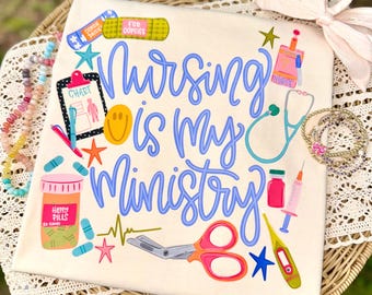 Nursing Is My Ministry PNG, Teacher PNG, Dainty PNG, Nurse Png, Girly Png, Grandmillennial Png, Doodle Png, School Png, Rn Png