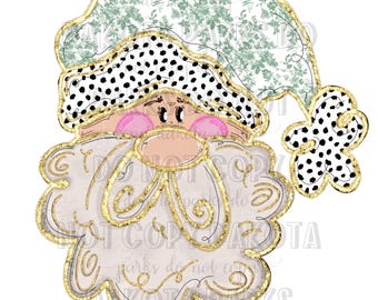 Santa PNG, Grand Millennial PNG, Dalmatian Dots, Gold Foil, Glitter PNG, Christmas png, Holiday, Digital Download,Sublimation,dtf, coquette