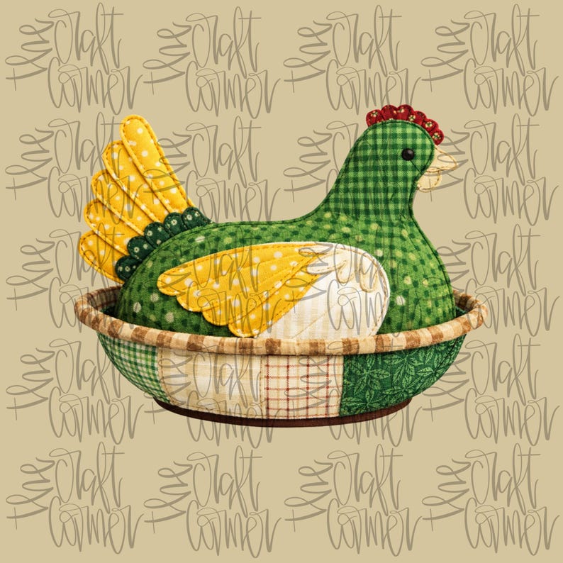 Patchwork Vintage Hen PNG, Chicken PNG, Pyrex PNG, Thrifty Png, Quilted ...