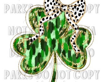 Coquette Saint Patrick’s day png clover st pattys day shamrock png coquette clover hand drawn brushstroke png watercolor