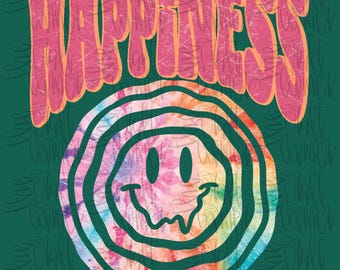 Happiness PNG, Groovy PNG, Girly Png, Trendy Png, Vintage Png, Smiley Png, Smiley Face Png, Tye Dye Png, Retro PNG, Viral Png, Preppy Png