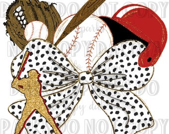 Baseball Coquette PNG, Baseball, Bows, Bball Mama, Preppy, Trendy, Hey Batter Batter, Gold, Glitter, Faux Glitter, Hand Drawn, Digital, DTF