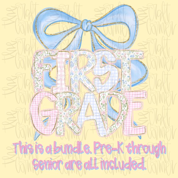 Grand Millennial Back To School PNG, Coquette School PNG, Millennial PNG, School Grades, Personalized, Digital Class Png