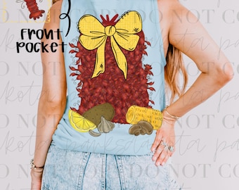 Stagione dei gamberi Preppy PNG, Crawfish Coquette PNG, Crawfish Preppy png, Girly png, Stagione dei gamberi alla moda png, dtf, sublimazione, disegnato a mano