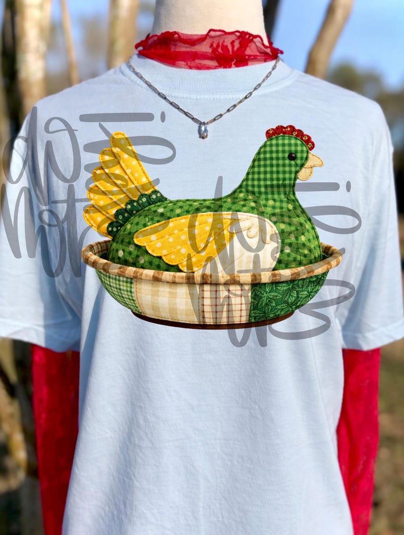 Patchwork Vintage Hen PNG, Chicken PNG, Pyrex PNG, Thrifty Png, Quilted ...