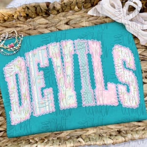 Devils PNG, Mascot PNG, Dainty PNG, Lace Png, Girly Png,  School Spirit Png, Grandmillennial Png, Doodle Png, Preppy Floral Png, Trendy Png