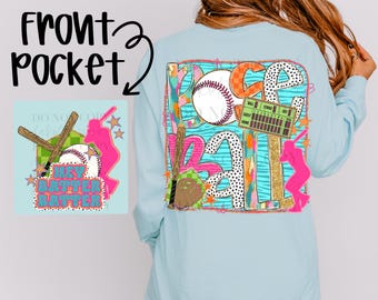 Baseball Preppy PNG, Fun Baseball PNG, preppy baseball png, baseball png, coquette png, girly, vivid png, neon, glitter digital design png