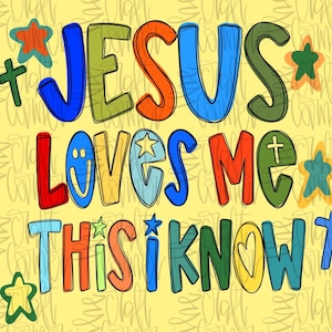Jesus Loves Me png, religieuze png, preppy png, handgeletterde png, doodle png, smiley png, millennial png, jongen png, jongens digitale kunst