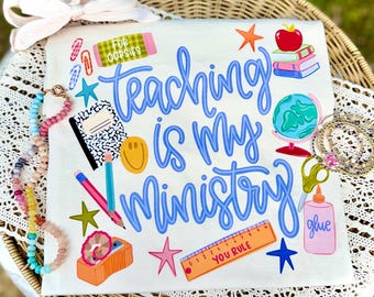 Teaching Is My Ministry PNG, Teacher PNG, Dainty PNG, Lace Png, Girly Png, Grandmillennial Png, Doodle Png, School Png