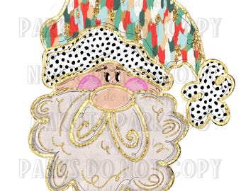 Santa PNG, Brushstroke PNG, Dalmatian Dots, Gold Foil, Glitter PNG, Christmas png, Holiday, Digital Download, Sublimation, dtf, coquette
