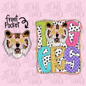 Preppy Mascot PNG, Tigers PNG, Preppy School Spirit PNG, Girly Mascot, Trendy Png, Faux Glitter Png, Mascot Preppy, Digital Design
