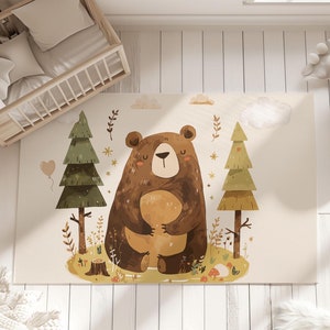 Bear Rug Nursery, Forest Rug, Teddy Bear Nursery Rug Grizzly Bear Rug Nursery Bear Rug Baby Shower Gift Cute Rug Funky Area Rug for Baby Boy