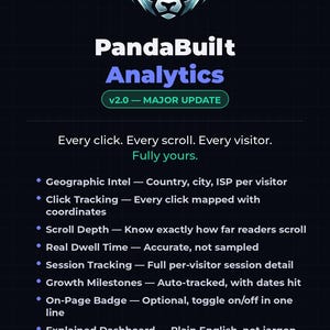 PandaBuilt Analytics v2 — Self-Hosted Website Visitor Tracking Software (Python CGI, No Monthly Fees, Own Your Data)
