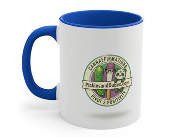 Cannaffirmations Pickles and Dubes Logo Mug | 11oz Accent Coffee Cup
