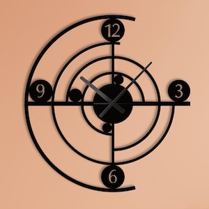 Handmade Black Metal Wall Clock: Modern Minimalist Home Decor