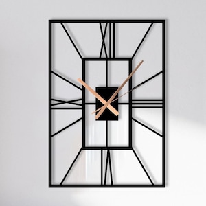 Large Metal Rectangle Wall Clock: Modern Minimalist Decor