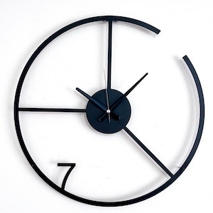 Minimalist Metal Wall Clock: Large Silent Laser Cut Decor