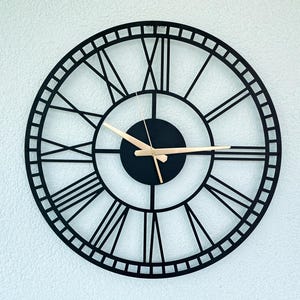 Large Roman Numeral Metal Wall Clock: Modern Minimalist Decor