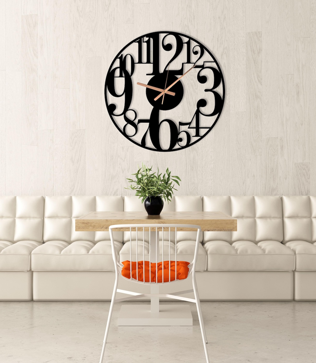 Unique Metal Wall Clock With Extra Large Numbers, Modern Silent Home ...