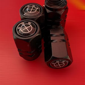 All Black BMW Tire Valve Caps 4 Pcs With Logo Wheel Stem Dust Air Cap