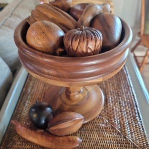 Mid Centurn Modern Hand Carved Wooden Fruit - Set of 10 Pieces
