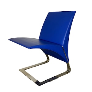 Rare Poltrona Frau Leather Chair Blue Steel Mid Century Modern MCM Vintage Designer Chair!