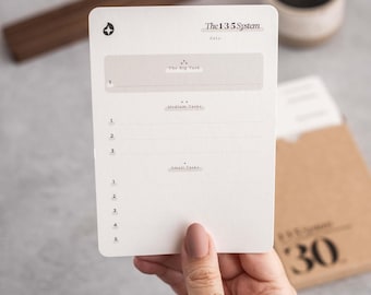 1-3-5 Method Priority Planner | Daily Task Cards with Walnut Stand | A6 To Do List cards