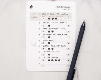 MIT System Priority Planner – Daily To-Do List with Walnut Stand