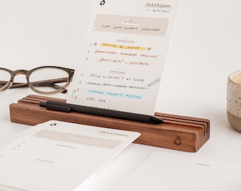 1-3-5 Method Priority Planner | Daily Task List with Walnut Stand | To Do List cards
