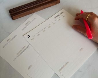 Undated Monthly Planner Cards | Task, Goal & Habit Tracker | Monthly Calendar Overview |