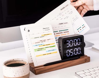 Time Blocking Bundle: Habit Tracker, Weekly Planner, Walnut Stand