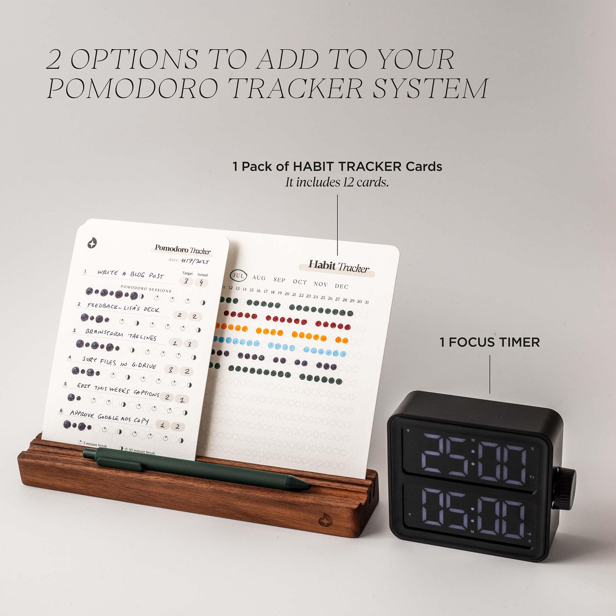 Pomodoro Planner Cards | Task & Focus Tracker With Walnut Stand - Etsy