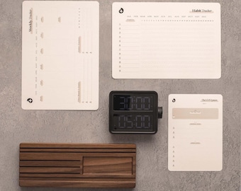 TO DO List Bundle: Habit Tracker, Weekly Planner, 1-3-5 Method Cards, Productivity Timer, Wood Card Organizer