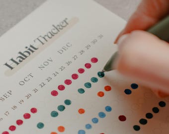 Habit Tracker Cards | Daily & Monthly Habit Tracking Calendar with Stand | Simple, Minimalist ADHD Planner | A5 Habit Tracker Journal Cards
