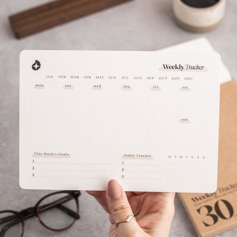 A5 Weekly Planner Cards | Undated Goals & Habit Tracker - Etsy