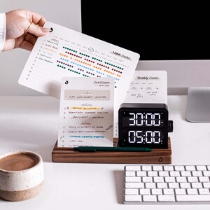 TASK MANAGEMENT BUNDLE: To Do List Cards + Habit Tracker Cards + Weekly Tracker Cards + Focus Timer + Wood Card Stand