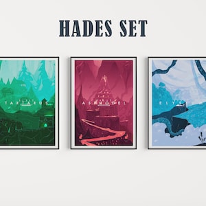 SET DE 3 PIEZAS - Póster de Hades - Impresión del juego