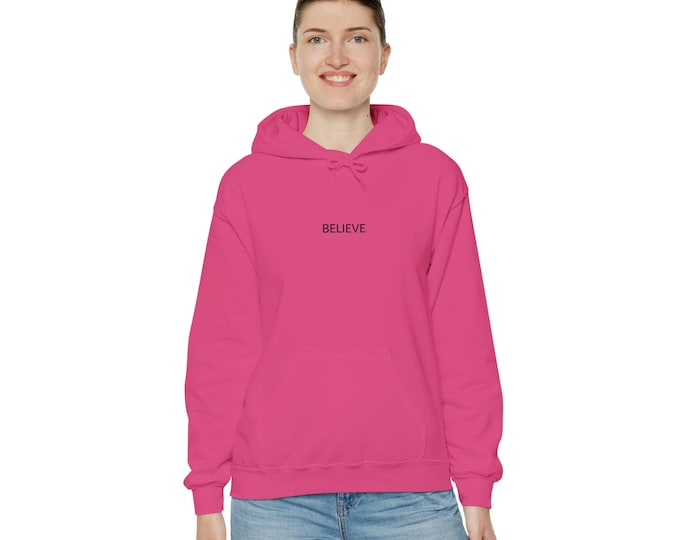 Believe Minimalist Text Hoodie | White Pullover Sweatshirt