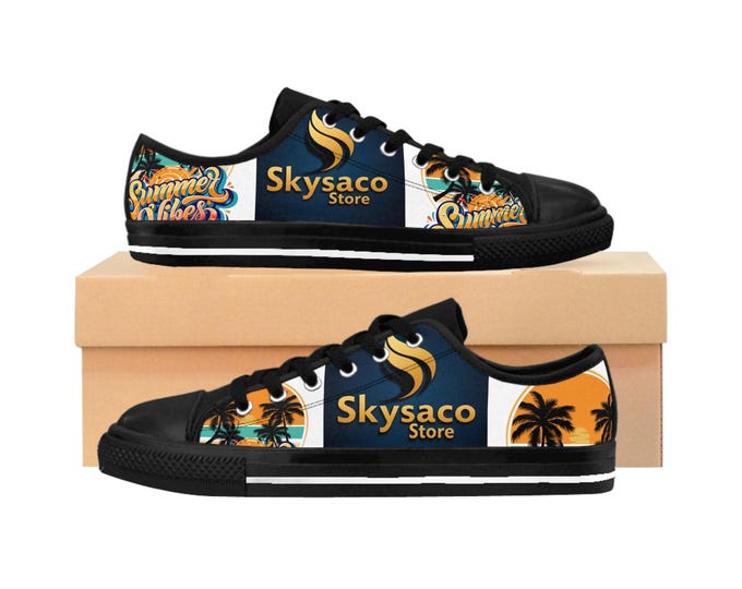 Skysaco Summer Vibes Sneakers | Palm Tree Beach Graphic Shoes