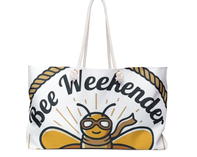 Personalized Bee Canvas Tote Bag | Custom Cute Bee Weekender Tote