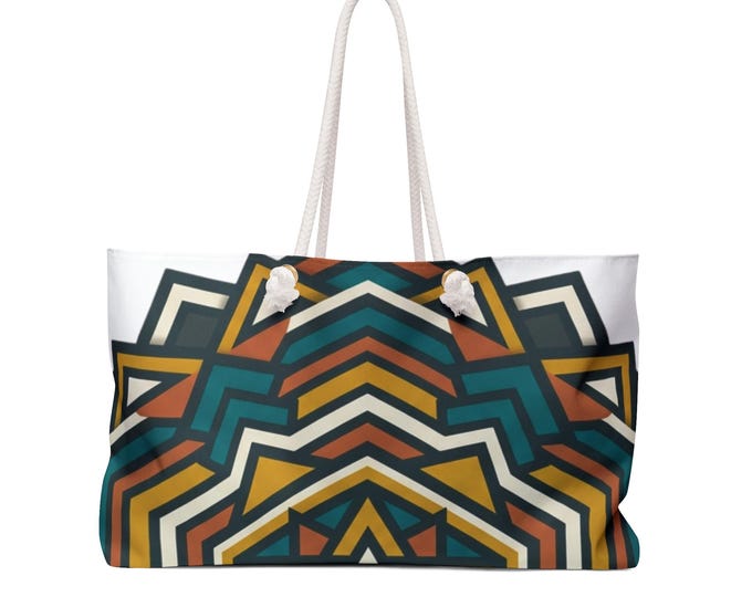 Custom Mandala Weekender Bag | Personalized Boho Tribal Canvas Tote