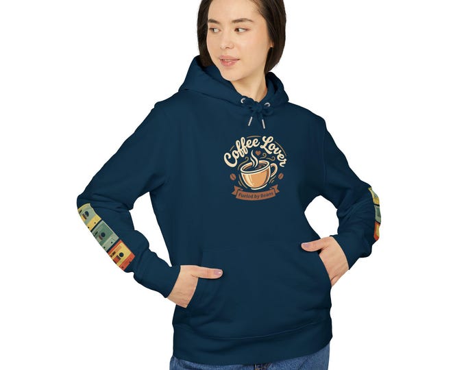 Coffee Lover Hoodie | Coffee Cup Illustration, Retro Cassette Sleeve Art