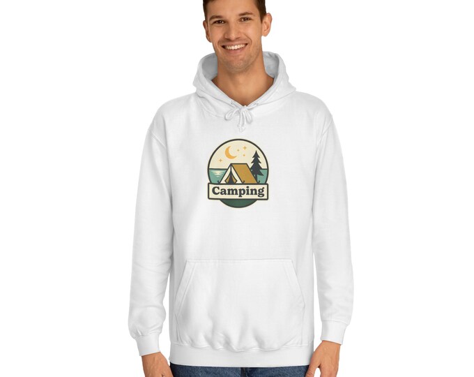 Camping Tent Logo Hoodie | Outdoor Adventure, Retro Nature Badge