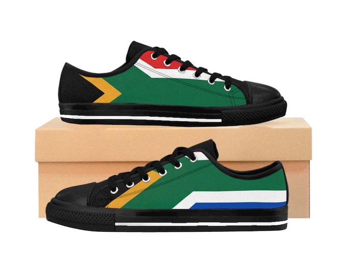 South African Flag Sneakers | Men's Canvas Shoes, Green Red Yellow Stripe