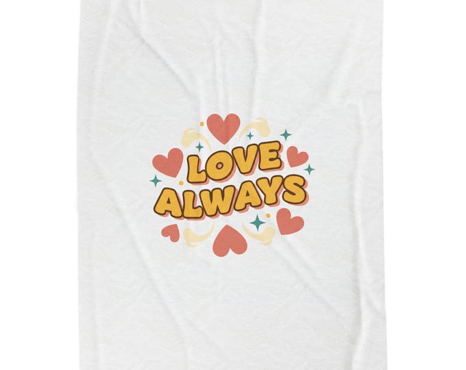 Love Always Velveteen Plush Blanket | Retro Valentine 70s Bubble Font