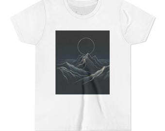 Mountain Sunset Youth Tee, Casual Kids Shirt, Adventure Wear, Nature Lover Gift, Summer Clothing